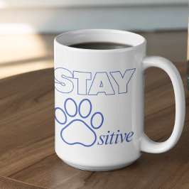 Stay Pawsitive in Blue コーヒーマグカップ