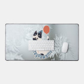 Stay Pawsitive Modern Cat Art Large Desktop Desk M デスクマット (キーボード&マウス)