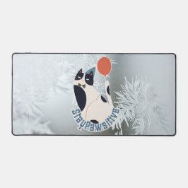 Stay Pawsitive Modern Cat Art Large Desktop Desk M デスクマット