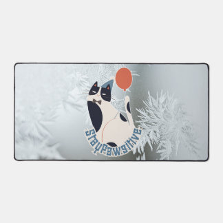Stay Pawsitive Modern Cat Art Large Desktop Desk M デスクマット