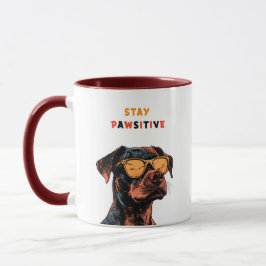 Stay Pawsitive Mug – Cool Dog with Sunglasses Illu マグカップ