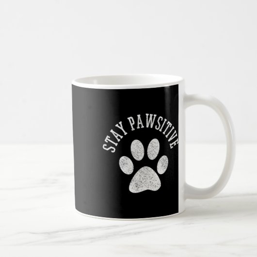 Stay Pawsitive Shirt - Dog Paw Cat Animal Cute Gif コーヒーマグカップ (右)