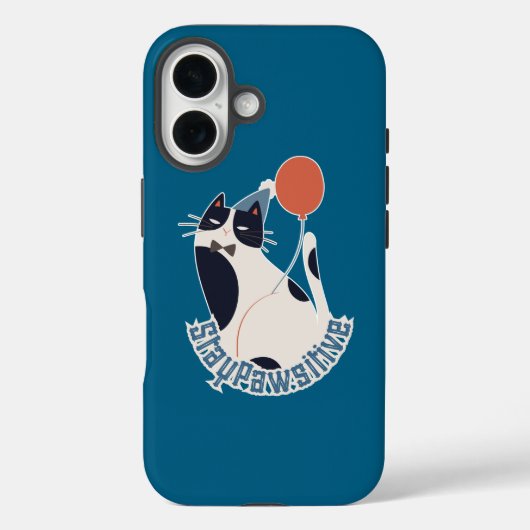 Stay Pawsitive Tuxedo Cat Midnight Blue Case-Mate iPhoneケース (裏面)