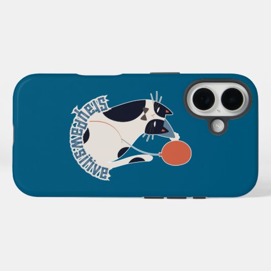 Stay Pawsitive Tuxedo Cat Midnight Blue Case-Mate iPhoneケース (裏面 (横))