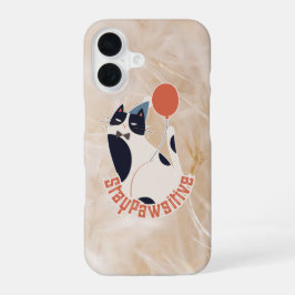 Stay Pawsitive Tuxedo Cat Warm Aesthetic  iPhone 16ケース