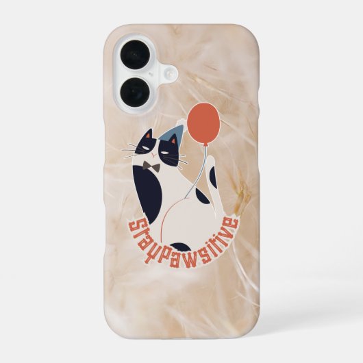 Stay Pawsitive Tuxedo Cat Warm Aesthetic  iPhone 16ケース (裏面)