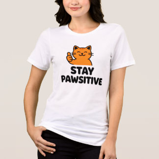 stay pawsitive women's Ginger cat T-Shirt トライブレンドＴシャツ