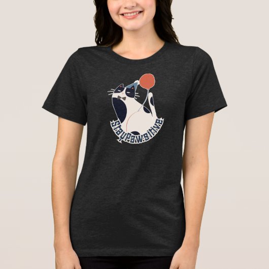 Stay Pawsitive Women's Tri-blend Tuxedo Cat Birthd トライブレンドＴシャツ (正面)