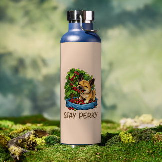 "Stay Perky" Cute Coffee Dog Water Bottle ウォーターボトル