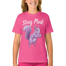 Stay Pink Lavender Squirrel Graphic Kids T-Shirt