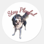 Stay Playful Dog Sticker ラウンドシール (正面)