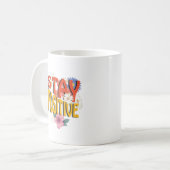 Stay Positive – Floral Motivational  コーヒーマグカップ (正面左)