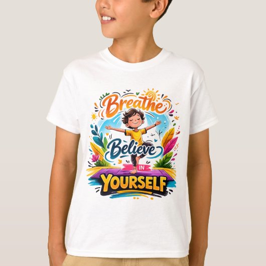 Stay Positive Yoga Quote Colorful Meditation Desig Tシャツ (正面)