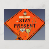 Stay Present, Orange Road Sign Graffiti ポストカード (正面)