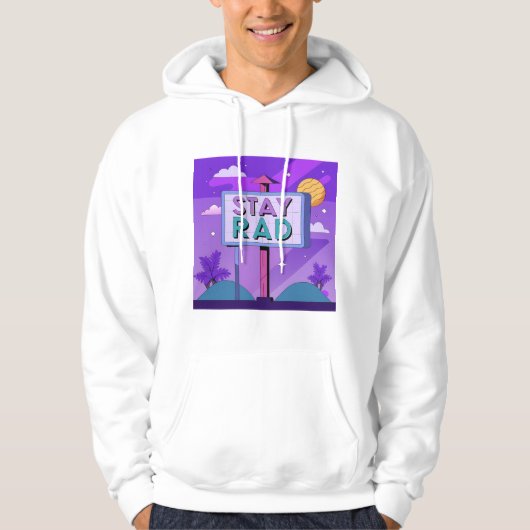 "Stay Rad" Vaporwave Sunset Scene パーカ (正面)