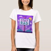 "Stay Rad" Vaporwave Sunset Scene Tシャツ (正面)