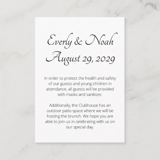 Stay Safe and Information Card エンクロージャーカード (正面)