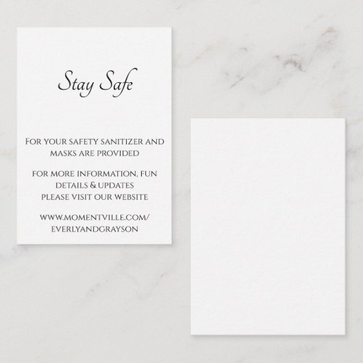 Stay Safe and Information Webサイトカード エンクロージャーカード (正面/裏面)