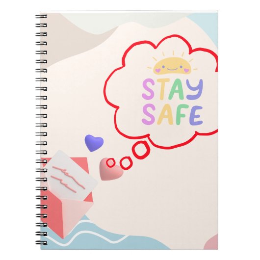 Stay Safe Spiral Notebookパーソナライズされた Journals ノートブック (正面)