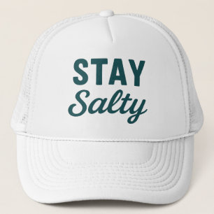Stay Salty ティールブルーのコーストサーフグラフィックビーチ キャップ