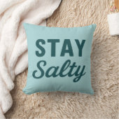 Stay Salty | 裏返し可能 ティール シーグラス ビーチハウス クッション (ブランケット)