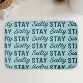Stay Salty Coastal Teal Blue Graphic Print Beach バスマット