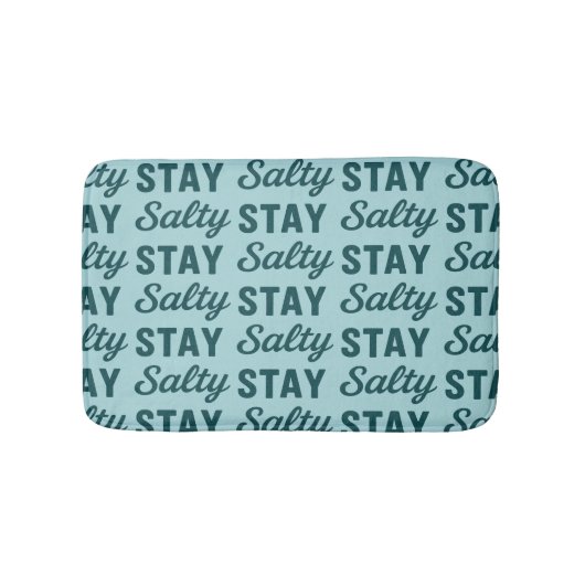 Stay Salty Coastal Teal Blue Graphic Print Beach バスマット (正面)