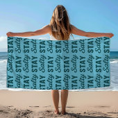 Stay Salty - Coastal Teal Ocean Blue Graphic Print ビーチタオル