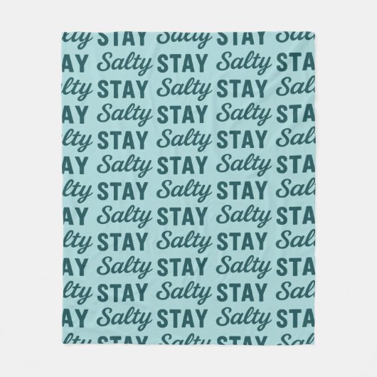 Stay Salty - Coastal Teal Sea Glass Blue Graphic フリースブランケット (正面)