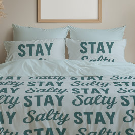 Stay Salty - Reversible Coastal Teal Ocean Print 枕カバー