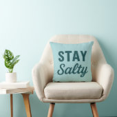 Stay Salty Reversible Teal Sea Glass Coastal Print クッション (椅子)