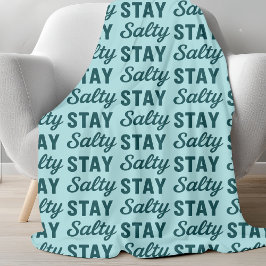 Stay Salty Teal Sea Glass Blue Beach Decor Graphic フリースブランケット