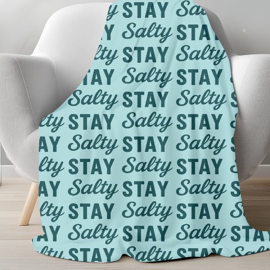 Stay Salty Teal Sea Glass Blue Beach Decor Graphic フリースブランケット