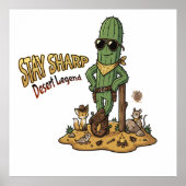 Stay Sharp Desert Legend Cowboy Cactus Illustratio ポスター (正面)