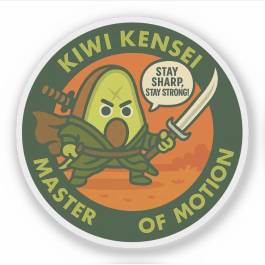 Stay Sharp Stay Strong Samurai Kiwi シール (正面)