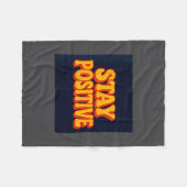 Stay Sitive Motivational Retro Tygraphy  フリースブランケット (正面(横))