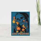 Stay Sitive Skeleton Halloween Motivational Funny カード (正面)