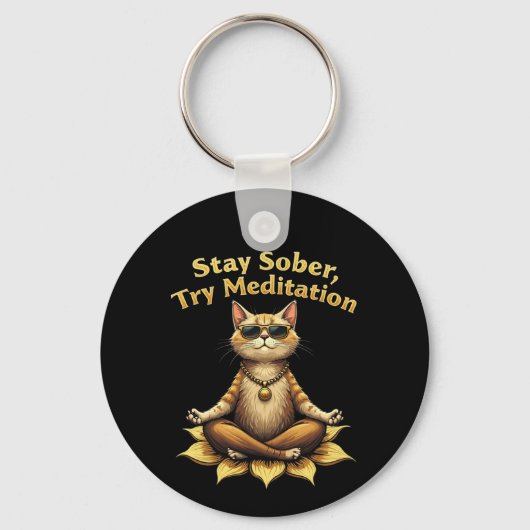 Stay Sober Try Meditation Path to Win キーホルダー (正面)
