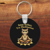 Stay Sober Try Meditation Path to Win キーホルダー (正面)