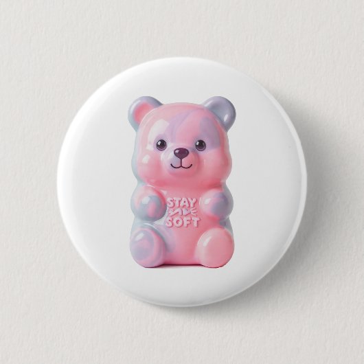 STAY SOFT 溶けるグミベア 缶バッジ (正面)