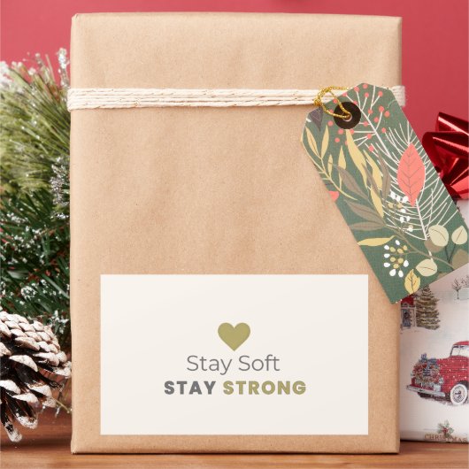 Stay Soft Stay Strong Minimal Motivational Sticker 長方形シール (クリスマス)