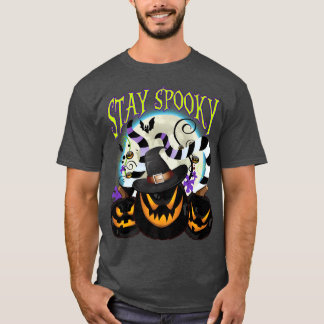 Stay Spooky Black Halloween Pumpkin Moon Tシャツ