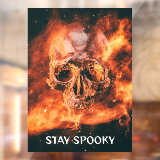 Stay Spooky. Flaming skull in space ウィンドウサイン (シート2)
