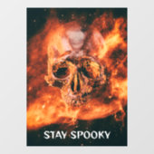 Stay Spooky. Flaming skull in space ウィンドウサイン (シート)