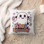 Stay Spooky Groovy Ghost Retro Pastel Halloween クッション (ブランケット)