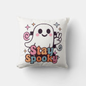 Stay Spooky Groovy Ghost Retro Pastel Halloween クッション (正面)