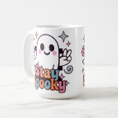Stay Spooky Groovy Ghost Retro Pastel Halloween コーヒーマグカップ (正面左)