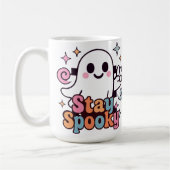 Stay Spooky Groovy Ghost Retro Pastel Halloween コーヒーマグカップ (左)