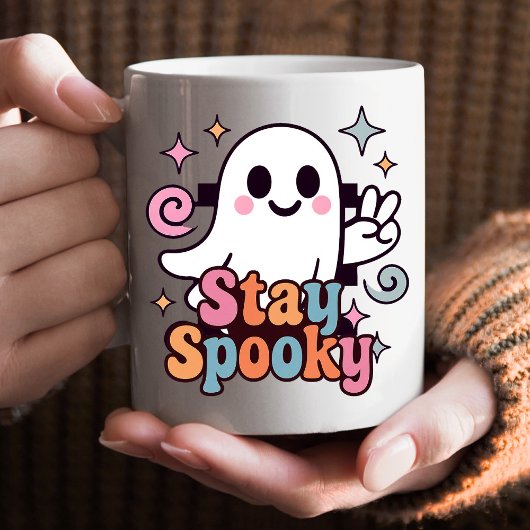 Stay Spooky Groovy Ghost Retro Pastel Halloween コーヒーマグカップ