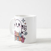 Stay Spooky Groovy Ghost Retro Pastel Halloween コーヒーマグカップ (正面左)